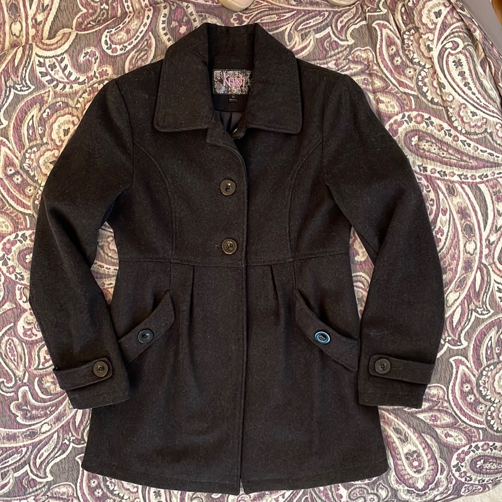 Krush Dark Gray Peacoat in Size M